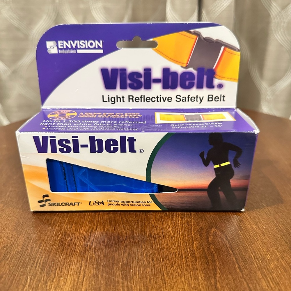 Reflective Safety Belt Skilcraft Visi-Belt Blue Running Cycling Walk Belt 31-55"